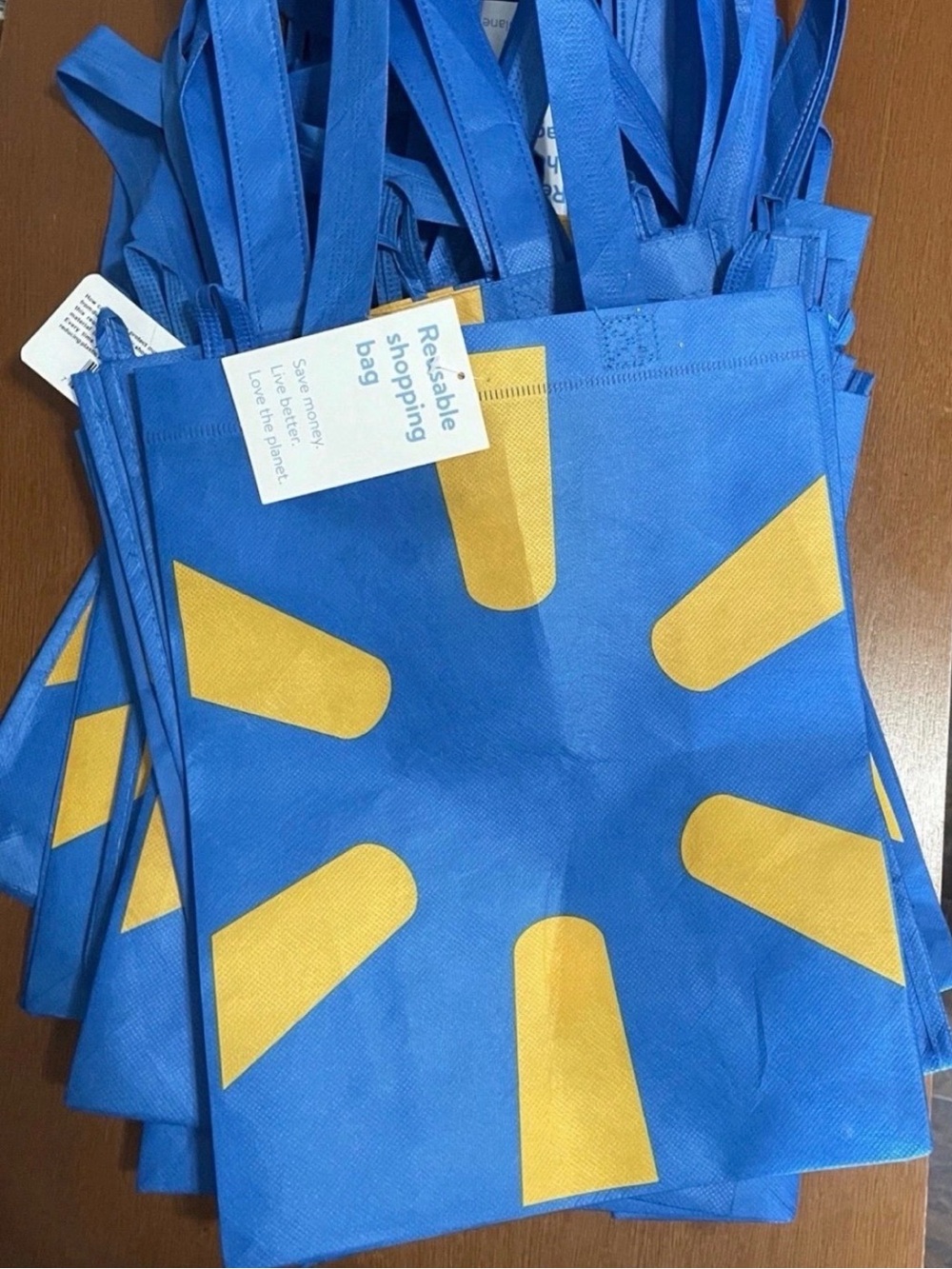 Walmart Lot Of 8 Reusable Shopping Bags Cloth 14.5” x 11.5” x 6” Blue Spark